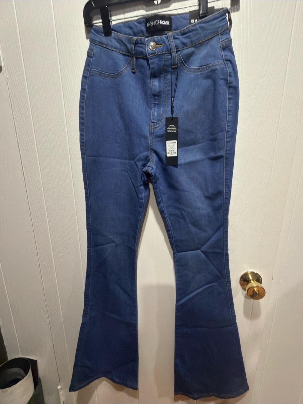 Fashion Nova Dark Blue High-Waist Flare Jeans